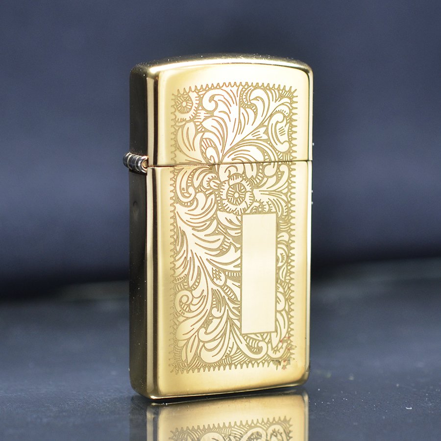 Tìm mua bật lửa Mỹ chính hãng Zippo Slim Hoa Văn Venetian Vàng Z156